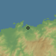 Shaded relief of the 59 km around Tavua, drawn from the GMTED2010 grid