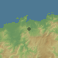 Shaded relief of the 59 km around Vatukoula, drawn from the GMTED2010 grid
