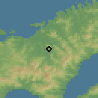 Shaded relief of the 59 km around Labasa, drawn from the GMTED2010 grid
