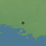 Shaded relief of the 43 km around Keminmaa, drawn from the GMTED2010 grid