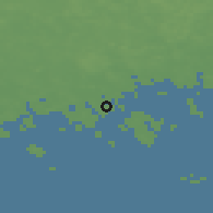 Shaded relief of the 45 km around Kotka, drawn from the GMTED2010 grid