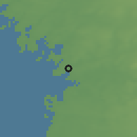 Shaded relief of the 44 km around Kristiinankaupunki, drawn from the GMTED2010 grid