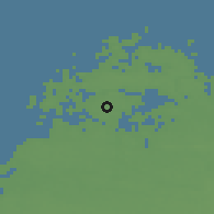 Shaded relief of the 44 km around Luoto, drawn from the GMTED2010 grid