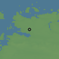 Shaded relief of the 44 km around Mustasaari, drawn from the GMTED2010 grid