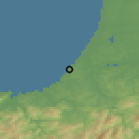 Shaded relief of the 52 km around Biarritz, drawn from the GMTED2010 grid