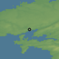 Shaded relief of the 50 km around Brest, drawn from the GMTED2010 grid