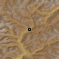 Shaded relief of the 52 km around Briançon, drawn from the GMTED2010 grid
