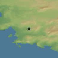 Shaded relief of the 52 km around Allauch, drawn from the GMTED2010 grid