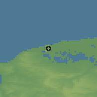 Shaded relief of the 49 km around Calais, drawn from the GMTED2010 grid