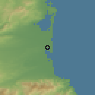 Shaded relief of the 52 km around Canet-en-Roussillon, drawn from the GMTED2010 grid