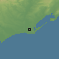 Shaded relief of the 52 km around Agde, drawn from the GMTED2010 grid