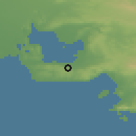 Shaded relief of the 52 km around Châteauneuf-les-Martigues, drawn from the GMTED2010 grid