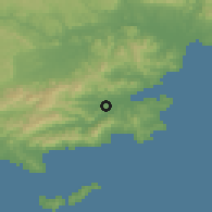Shaded relief of the 52 km around Cogolin, drawn from the GMTED2010 grid