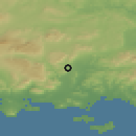 Shaded relief of the 52 km around Cuers, drawn from the GMTED2010 grid