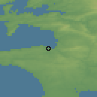 Shaded relief of the 50 km around Douarnenez, drawn from the GMTED2010 grid