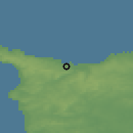 Shaded relief of the 50 km around Équeurdreville-Hainneville, drawn from the GMTED2010 grid