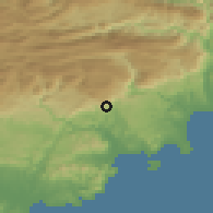 Shaded relief of the 52 km around Grasse, drawn from the GMTED2010 grid