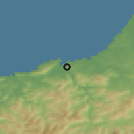 Shaded relief of the 52 km around Hendaye, drawn from the GMTED2010 grid