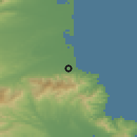 Shaded relief of the 52 km around Argelès-sur-Mer, drawn from the GMTED2010 grid