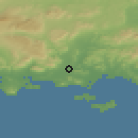 Shaded relief of the 52 km around La Crau, drawn from the GMTED2010 grid