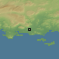 Shaded relief of the 52 km around La Garde, drawn from the GMTED2010 grid