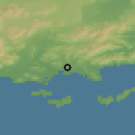 Shaded relief of the 52 km around La Londe-les-Maures, drawn from the GMTED2010 grid