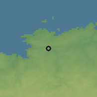Shaded relief of the 50 km around Lannion, drawn from the GMTED2010 grid