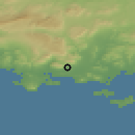 Shaded relief of the 52 km around La Valette-du-Var, drawn from the GMTED2010 grid