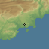 Shaded relief of the 52 km around Le Cannet, drawn from the GMTED2010 grid
