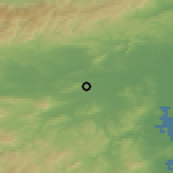 Shaded relief of the 52 km around Lézignan-Corbières, drawn from the GMTED2010 grid