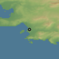 Shaded relief of the 52 km around Marseille, drawn from the GMTED2010 grid