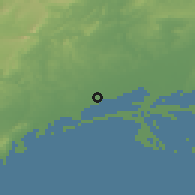 Shaded relief of the 52 km around Mauguio, drawn from the GMTED2010 grid