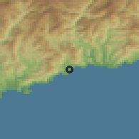 Shaded relief of the 52 km around Menton, drawn from the GMTED2010 grid