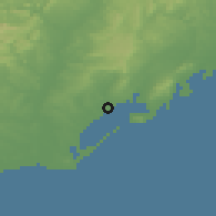 Shaded relief of the 52 km around Mèze, drawn from the GMTED2010 grid