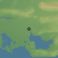 Shaded relief of the 52 km around Miramas, drawn from the GMTED2010 grid