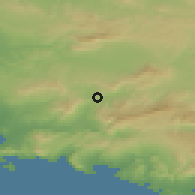 Shaded relief of the 52 km around Auriol, drawn from the GMTED2010 grid