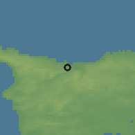 Shaded relief of the 50 km around Octeville, drawn from the GMTED2010 grid