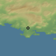 Shaded relief of the 52 km around Ollioules, drawn from the GMTED2010 grid