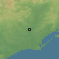 Shaded relief of the 52 km around Pézenas, drawn from the GMTED2010 grid