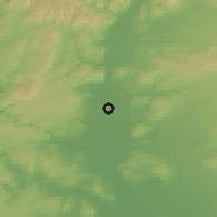 Shaded relief of the 52 km around Pierrelatte, drawn from the GMTED2010 grid