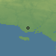 Shaded relief of the 50 km around Ploemeur, drawn from the GMTED2010 grid