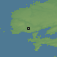 Shaded relief of the 50 km around Plouzané, drawn from the GMTED2010 grid