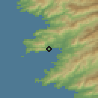Shaded relief of the 53 km around Ajaccio, drawn from the GMTED2010 grid