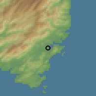 Shaded relief of the 53 km around Porto-Vecchio, drawn from the GMTED2010 grid