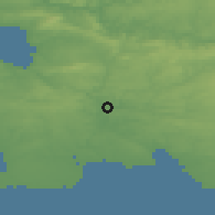 Shaded relief of the 50 km around Quimper, drawn from the GMTED2010 grid