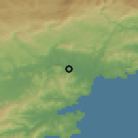Shaded relief of the 52 km around Roquebrune-sur-Argens, drawn from the GMTED2010 grid