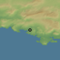 Shaded relief of the 52 km around Saint-Cyr-sur-Mer, drawn from the GMTED2010 grid