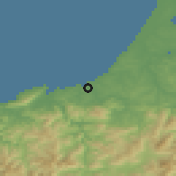 Shaded relief of the 52 km around Saint-Jean-de-Luz, drawn from the GMTED2010 grid