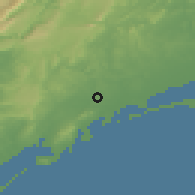 Shaded relief of the 52 km around Saint-Jean-de-Védas, drawn from the GMTED2010 grid