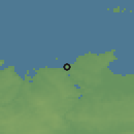 Shaded relief of the 50 km around Saint-Malo, drawn from the GMTED2010 grid